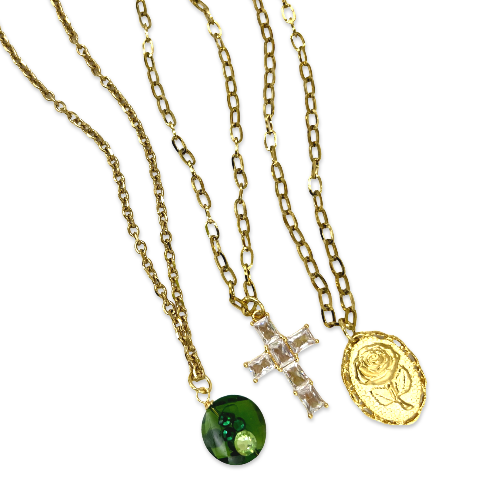 Links Trio Charm Necklace