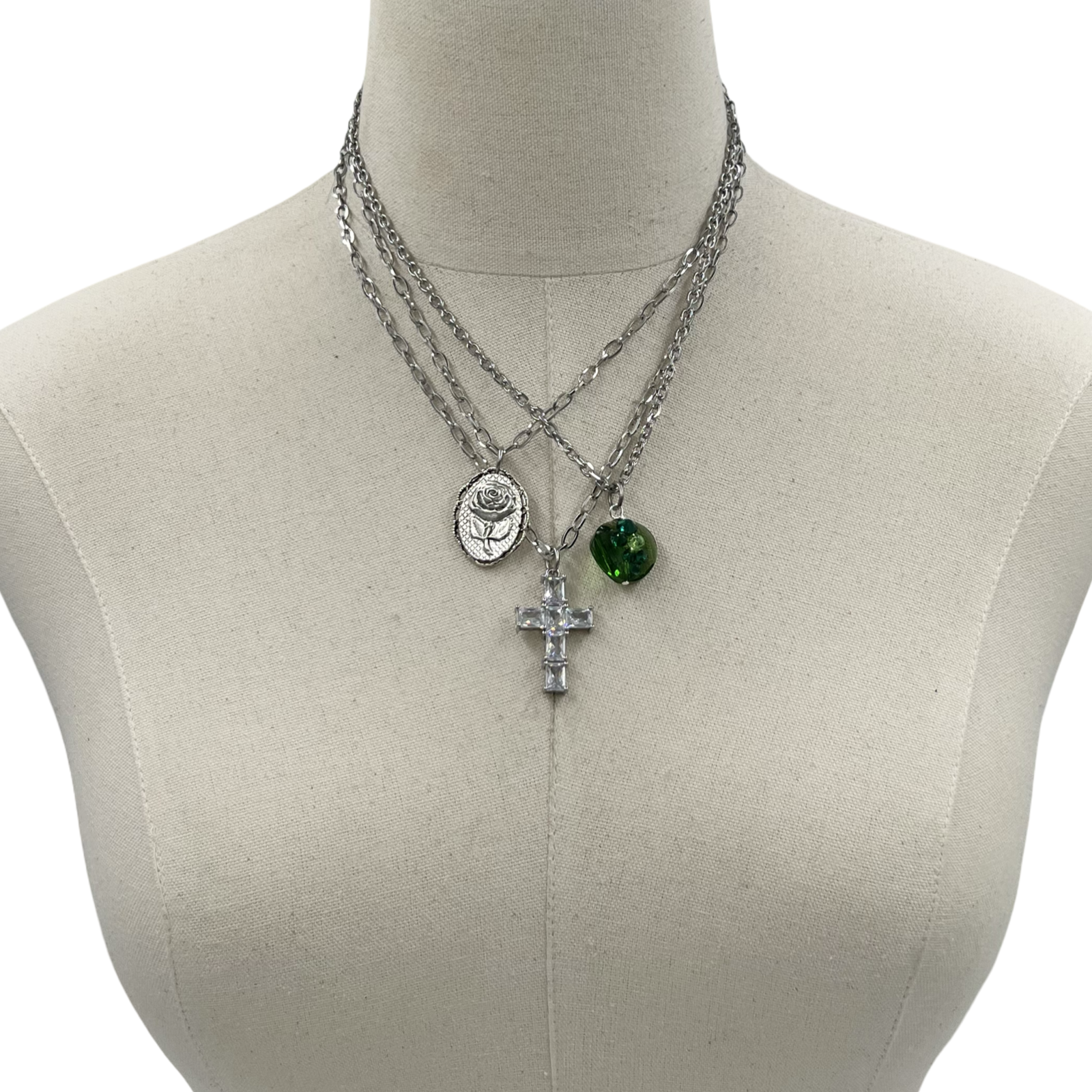 Links Trio Charm Necklace