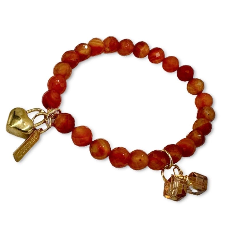 Carnelian Tangerine Bracelet Bracelets Cerese D, Inc. Gold