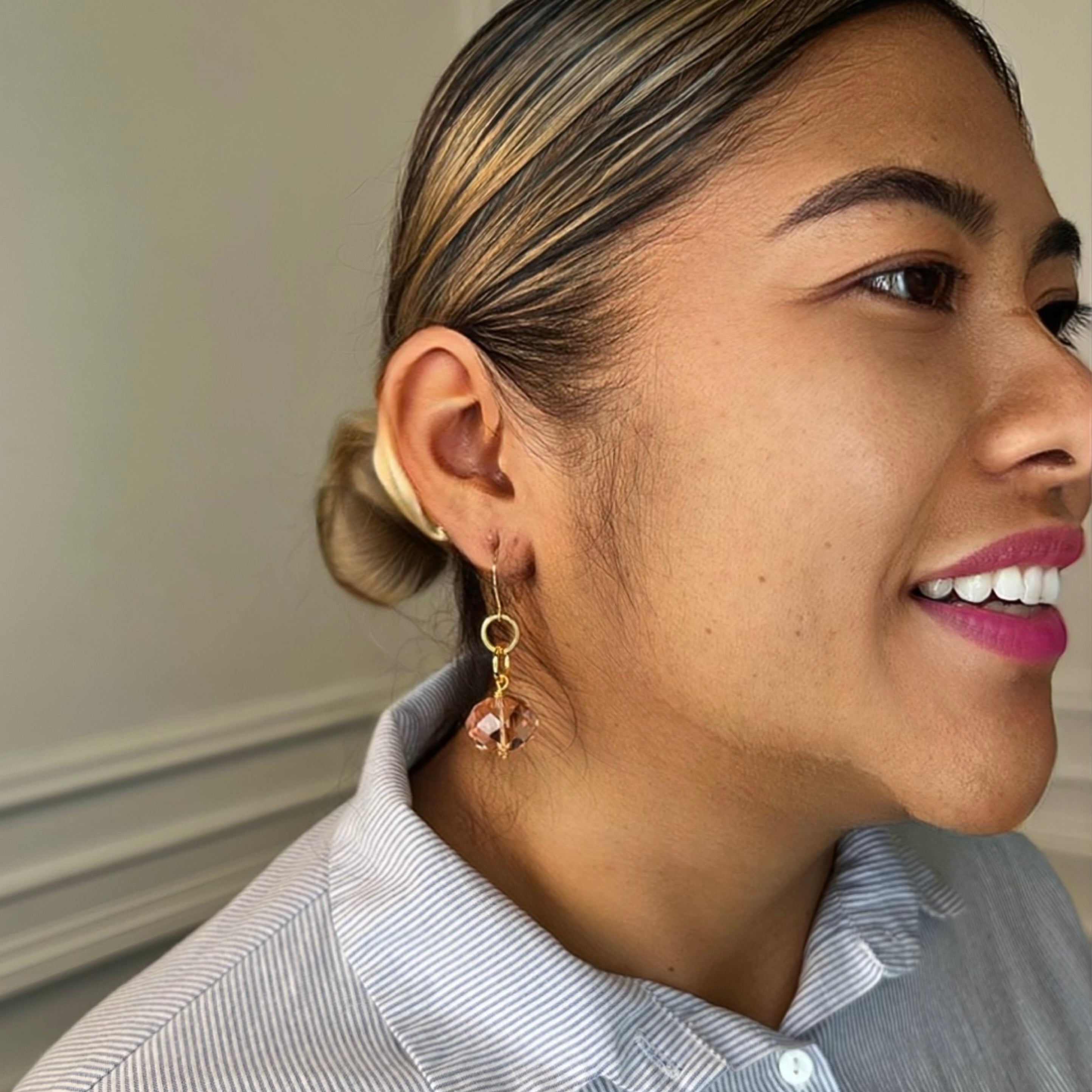 Pink Salmon Face Earring
