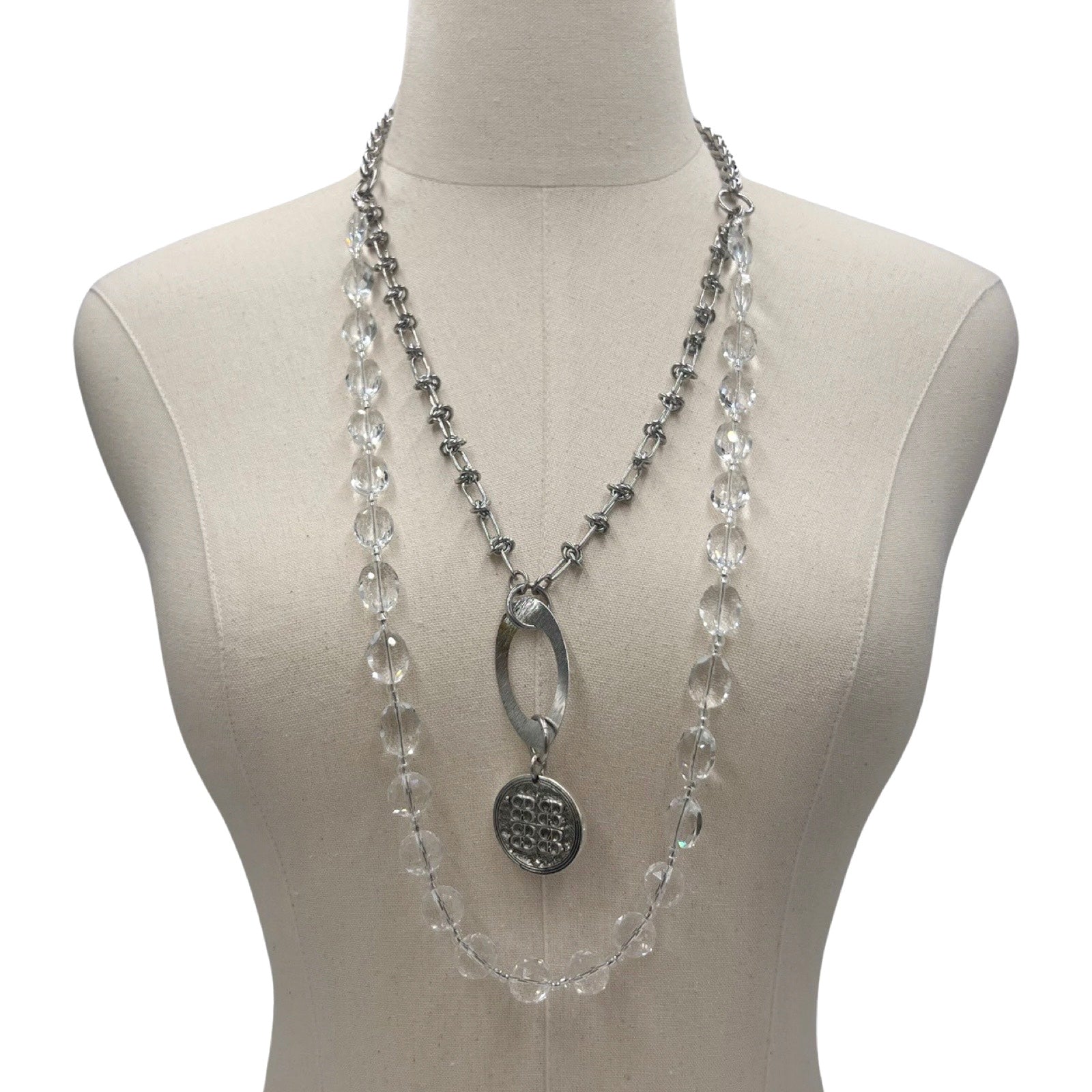 Clear Silver Spark Charm Necklace Necklaces Cerese D, Inc. CDCD Charm
