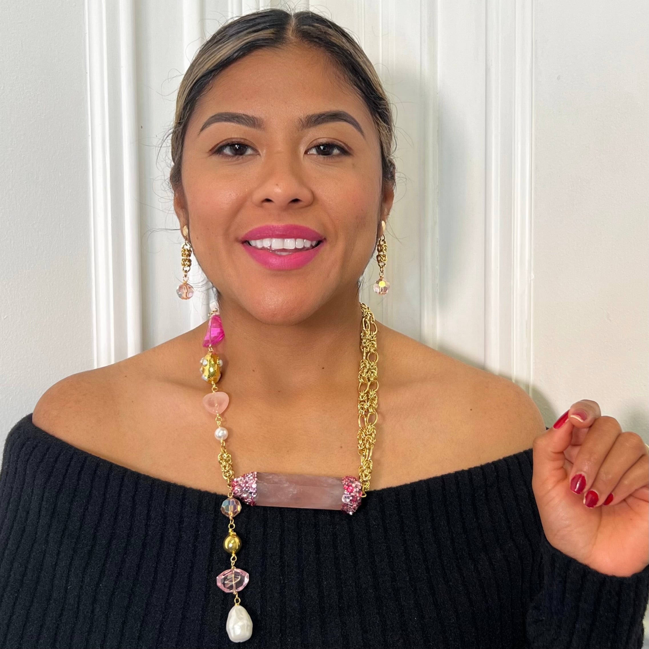 Pink Quill Necklace