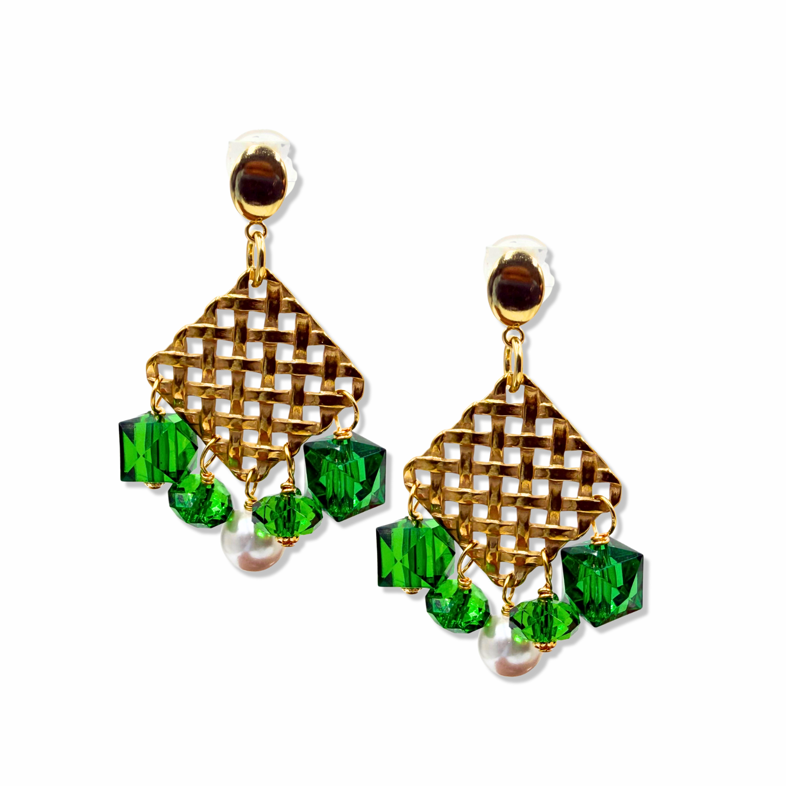 Green Lattice Earring