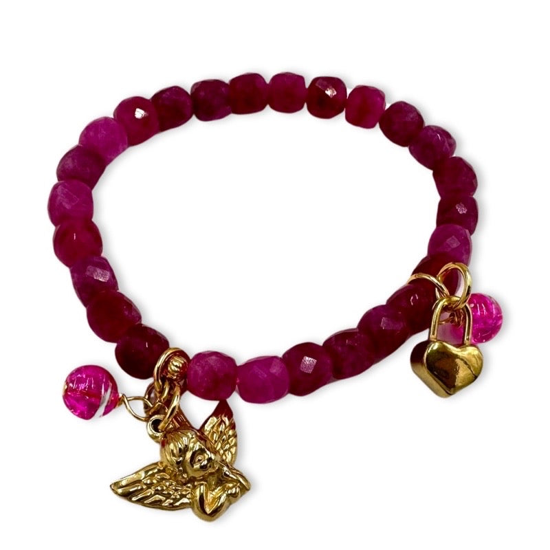 Pink Ladies Stretch Bracelet Bracelets Cerese D, Inc. Gold