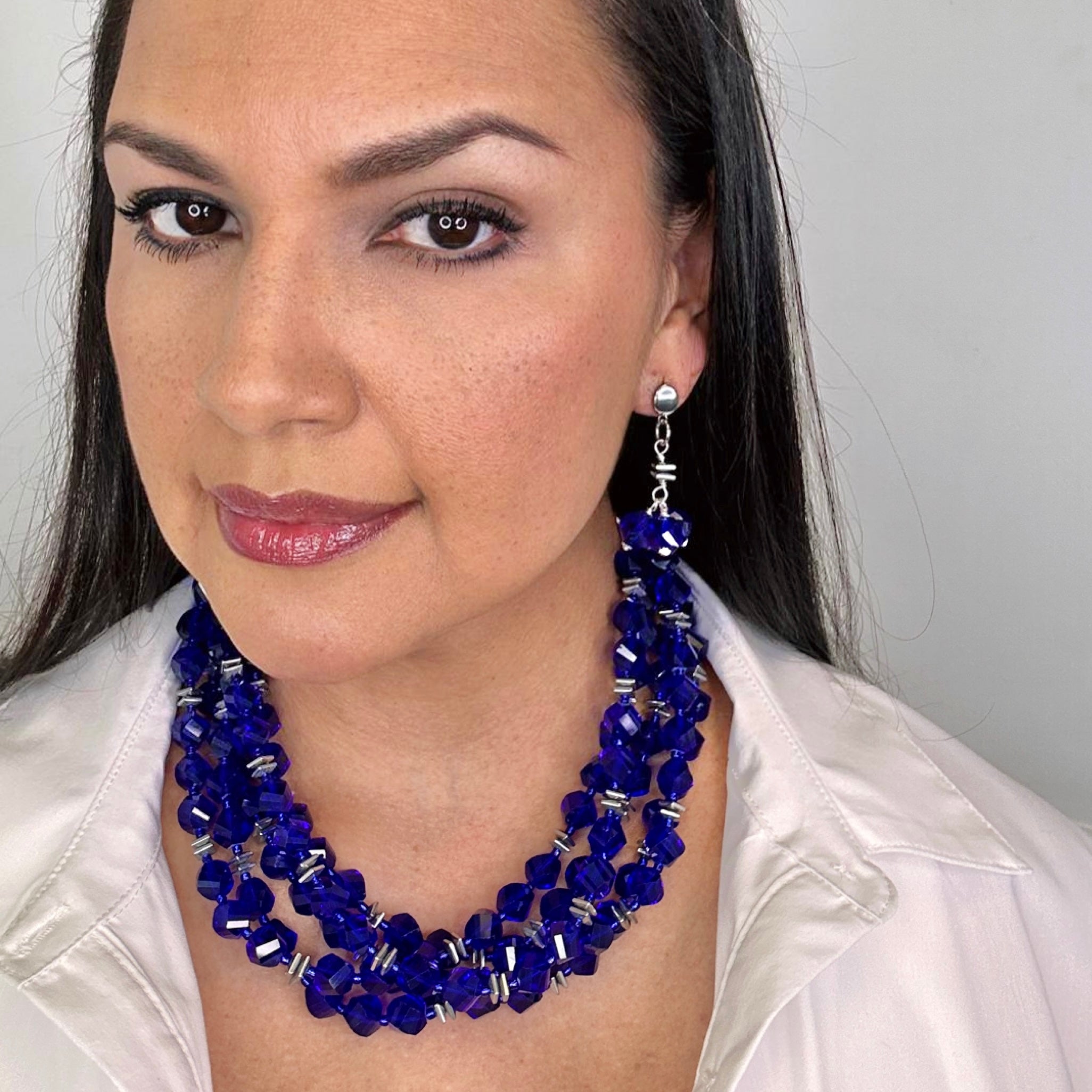 Blue Across Necklace