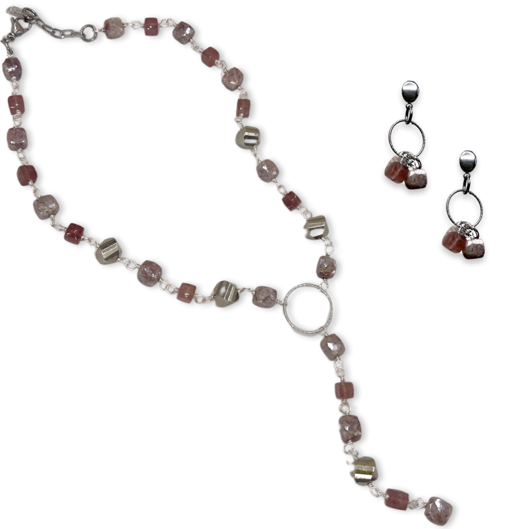 Pink Plum Patch Necklace Necklaces Cerese D, Inc.
