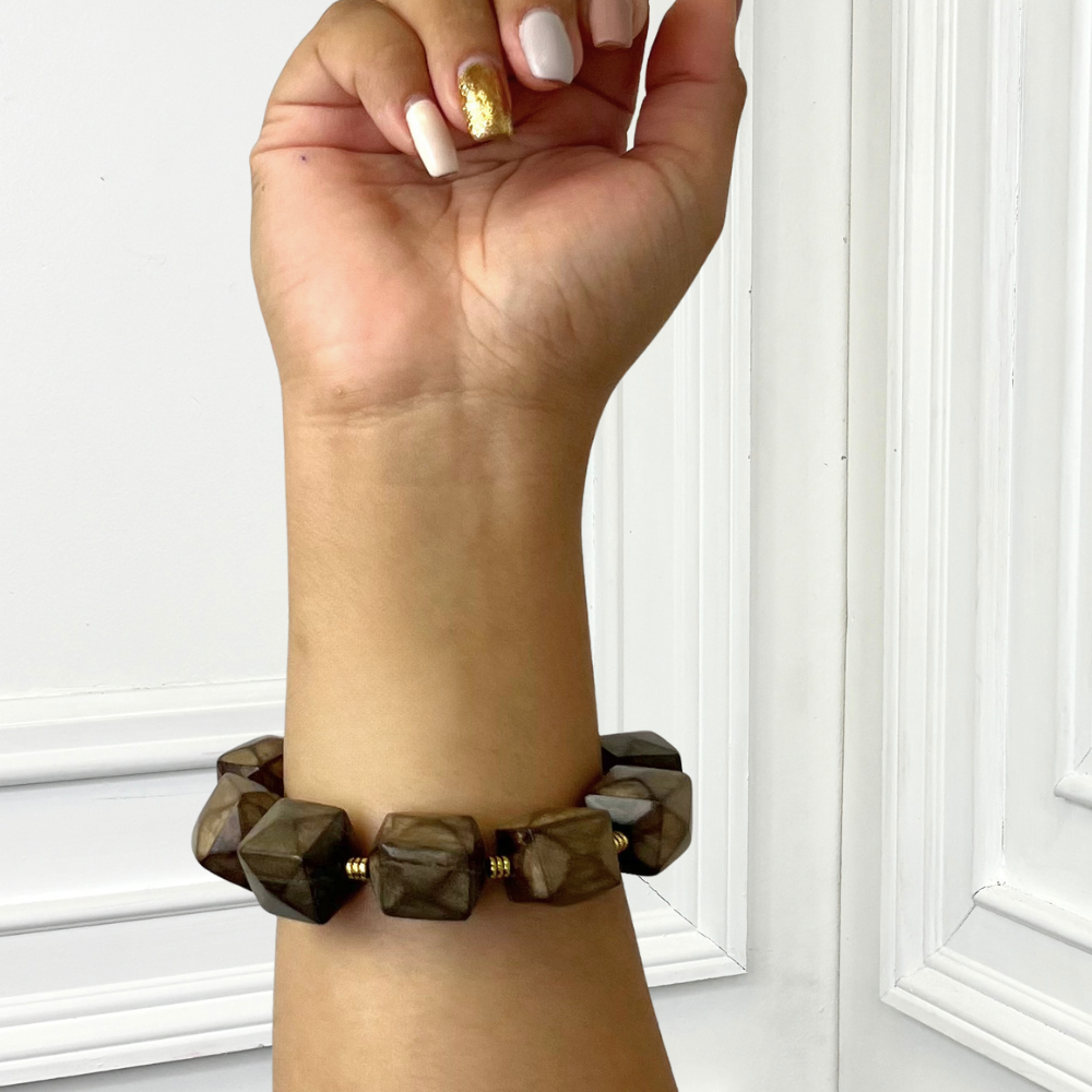 Square Wood Spell Bracelet