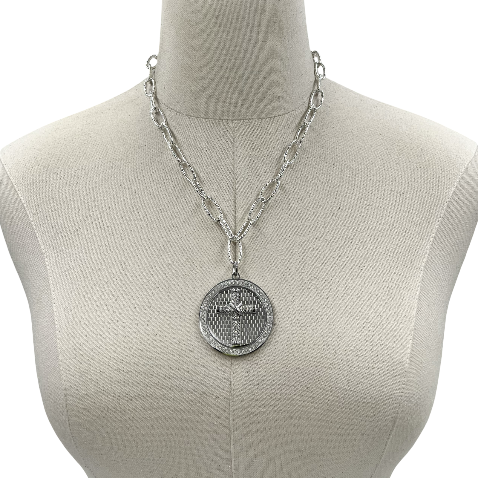 Cross Bling Circle Necklace