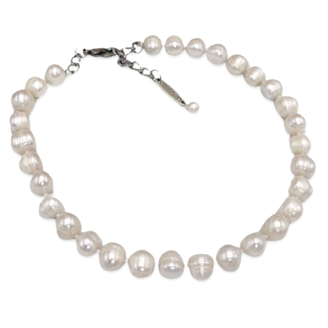 Pearl Single Plump Necklace Necklaces Cerese D, Inc. Silver