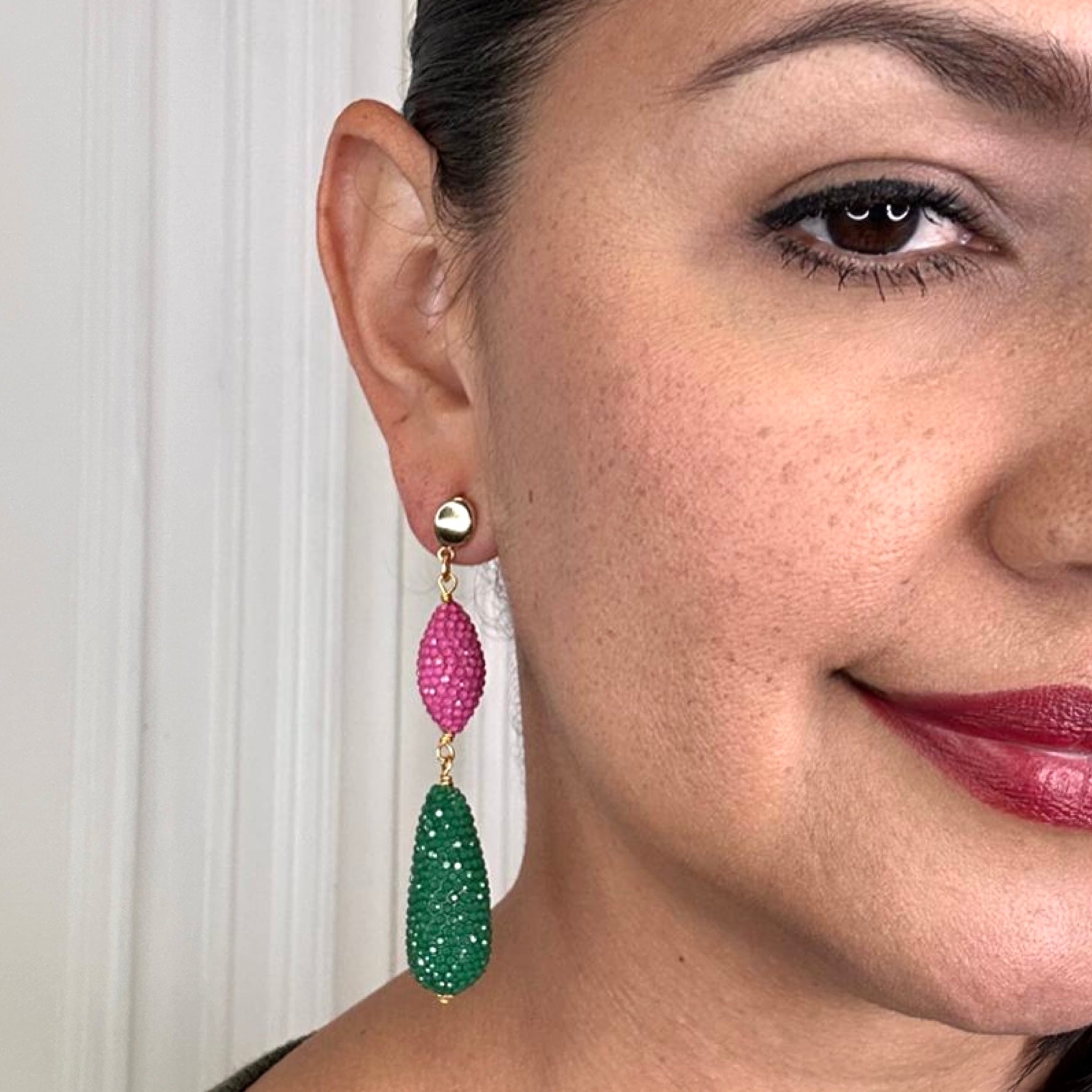 Posie Pink Green Earring