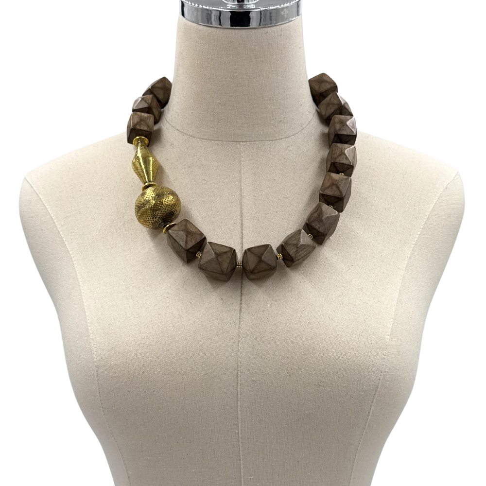 Square Wood Spell Necklace