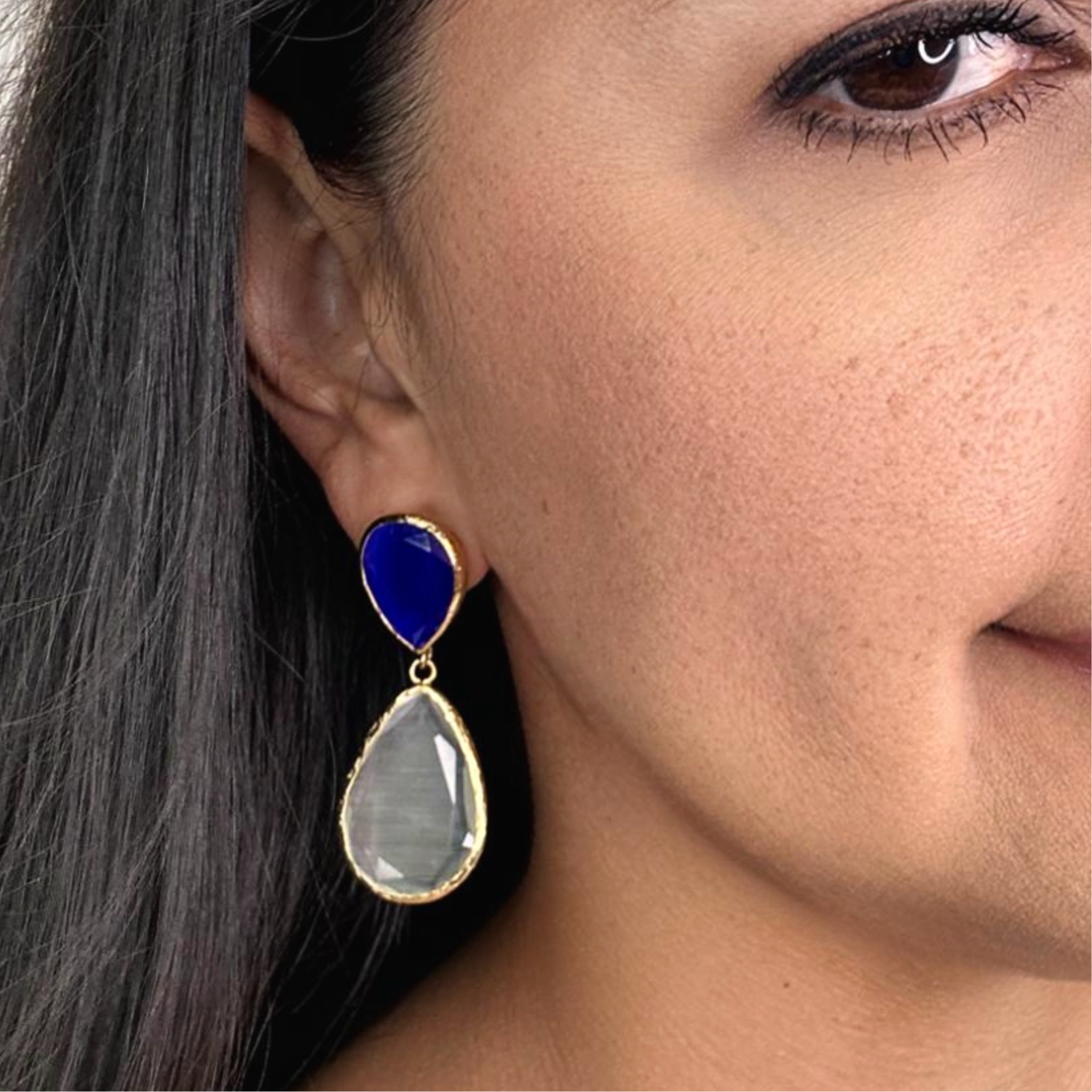 Blue Bottom Earring