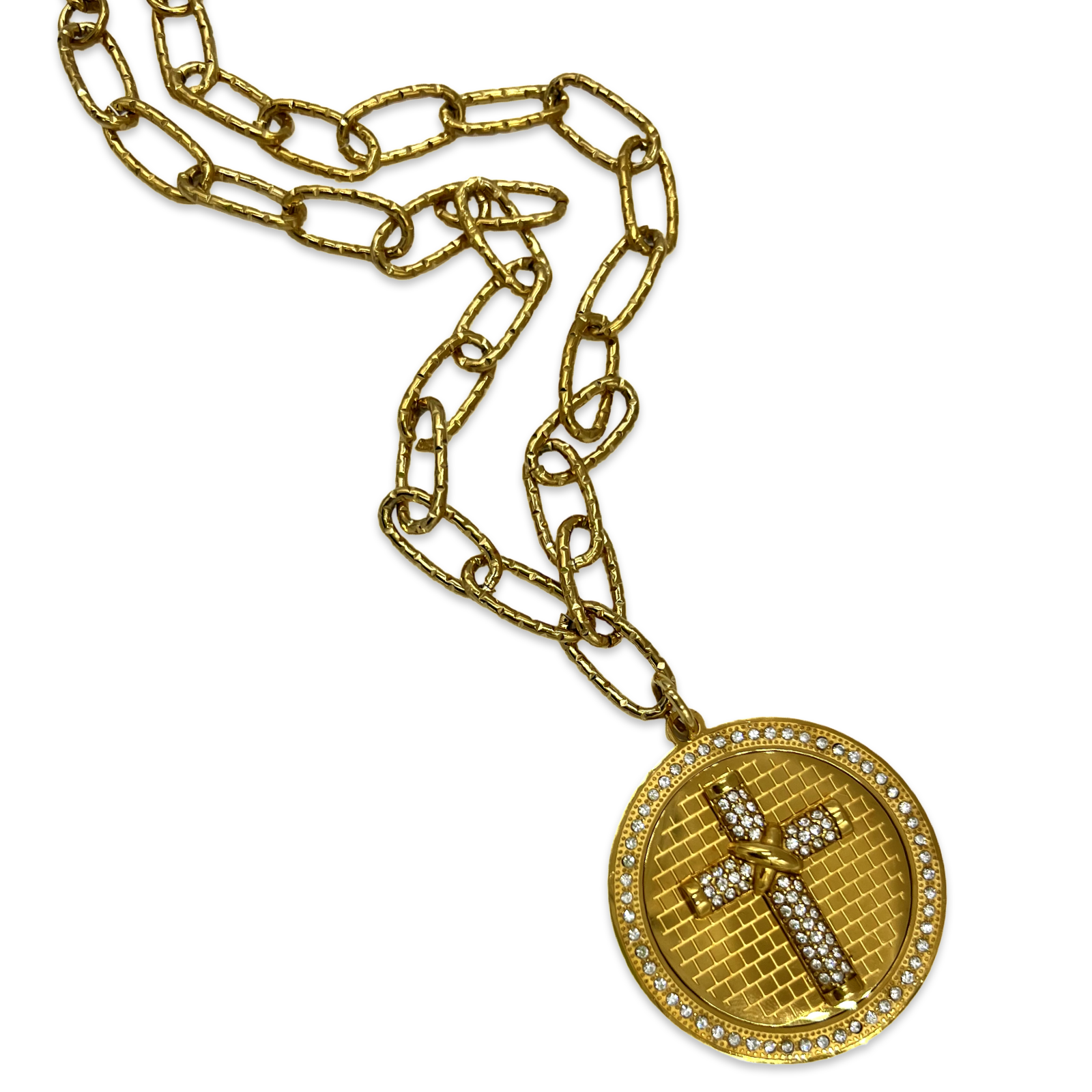 Cross Bling Circle Necklace