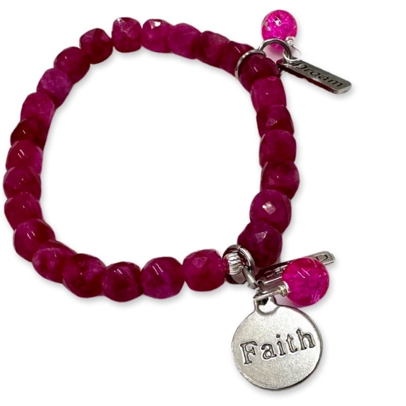 Pink Ladies Stretch Bracelet Bracelets Cerese D, Inc. Silver
