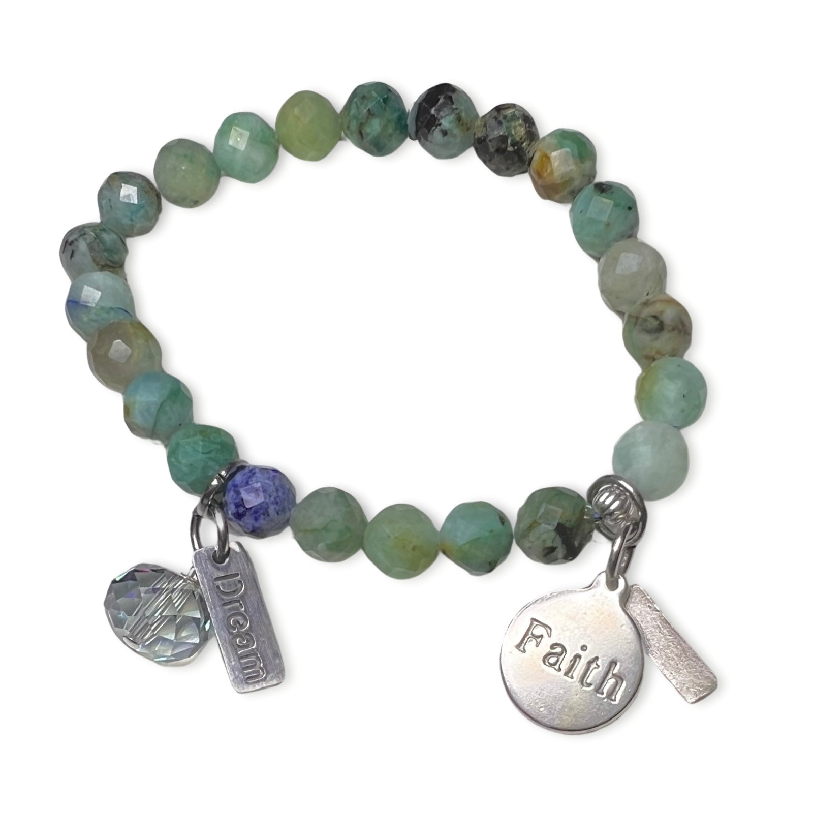 Blue Turquoise Faith Bracelet Bracelets Cerese D, Inc. Silver
