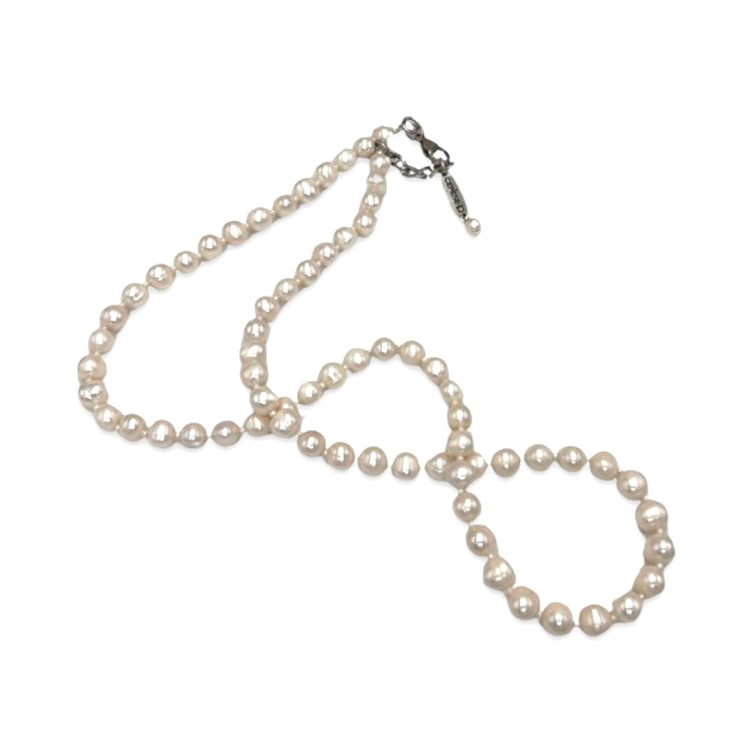 Masked Pearl Away Necklace Necklaces Cerese D, Inc. Silver