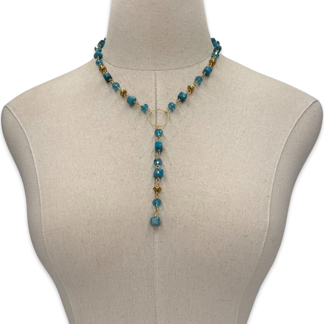Turquoise Blue Patch Necklace Necklaces Cerese D, Inc.