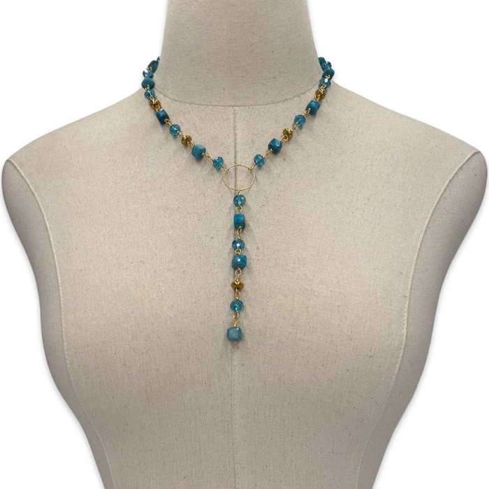 Turquoise Blue Patch Necklace Necklaces Cerese D, Inc.   