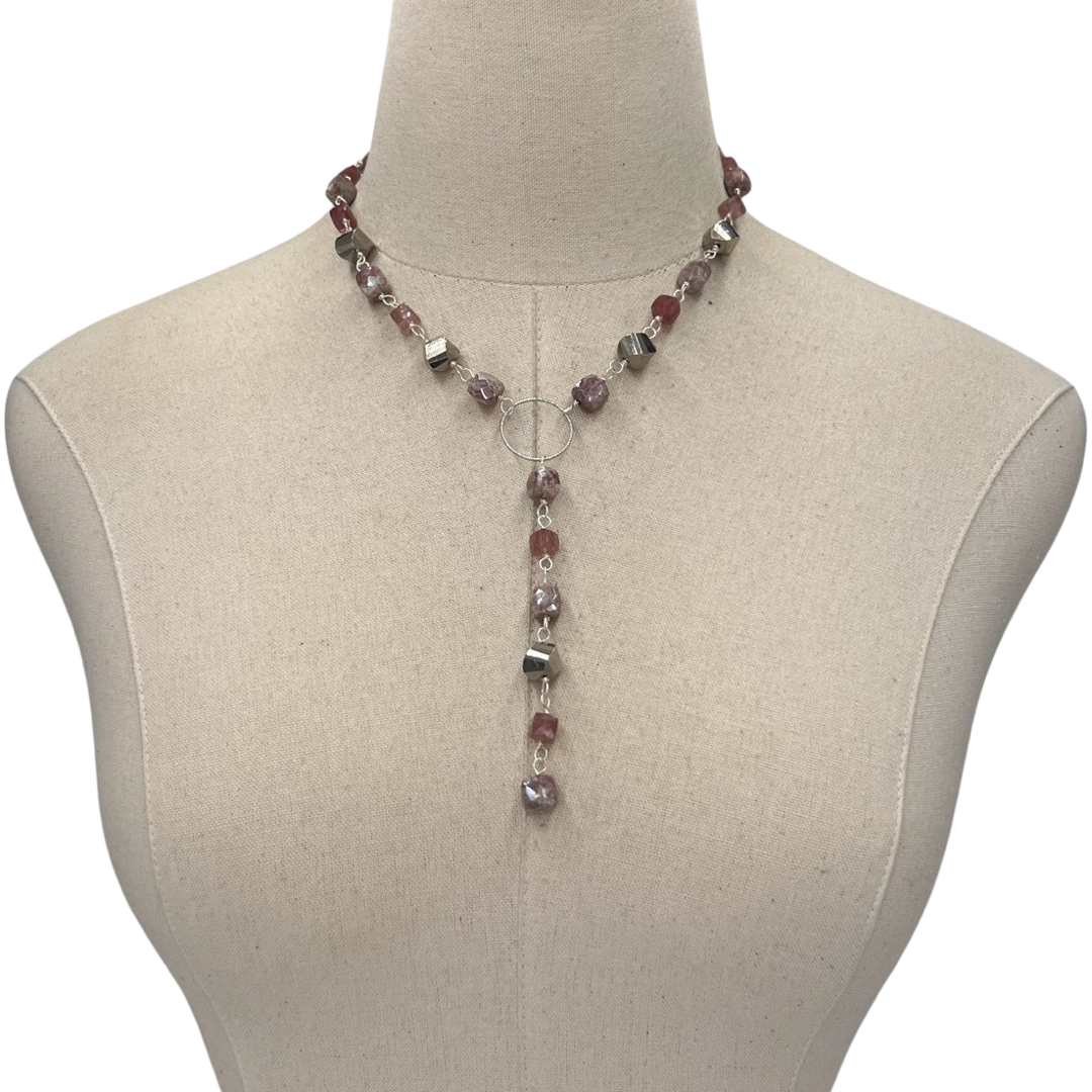 Pink Plum Patch Necklace Necklaces Cerese D, Inc.