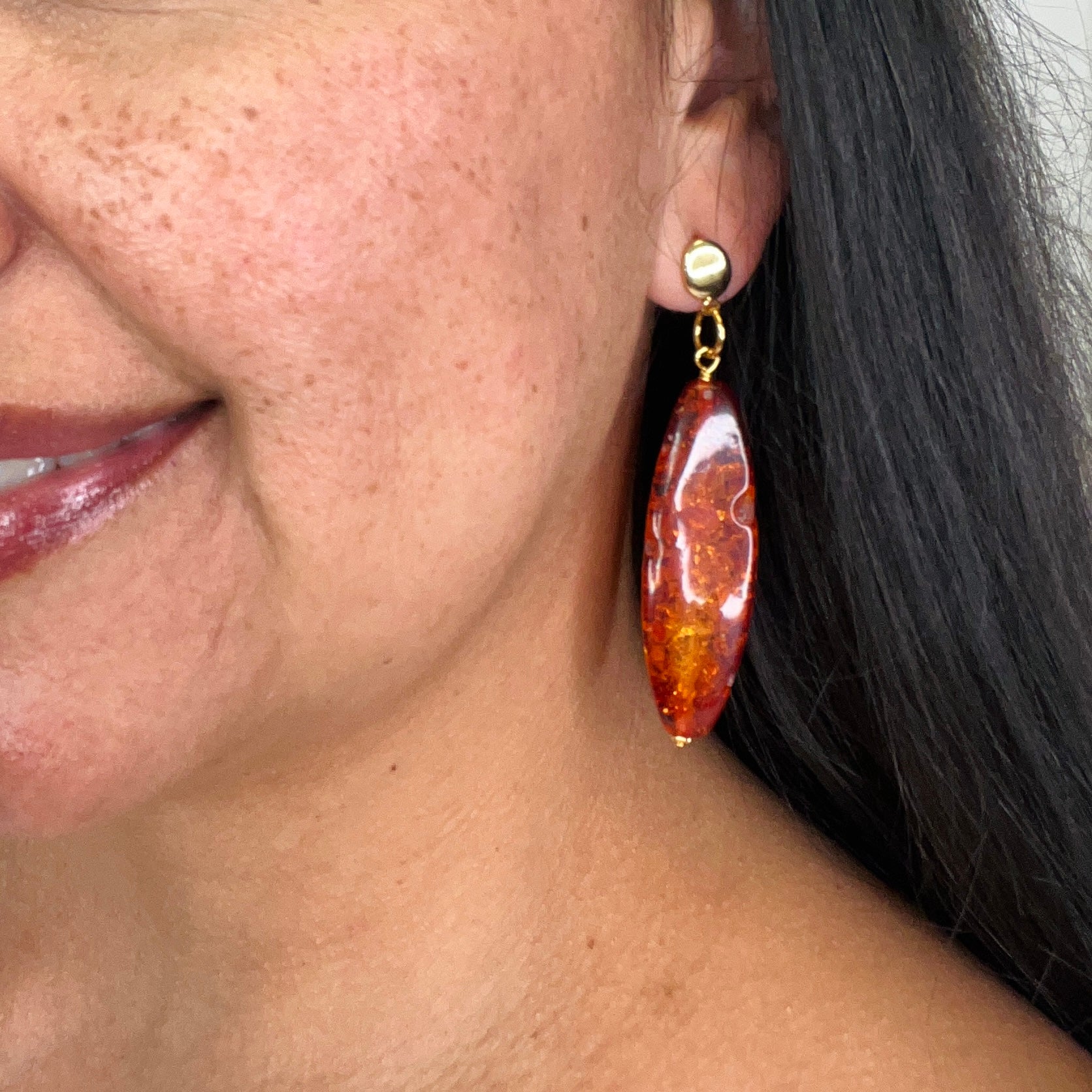 Amber Long Earring