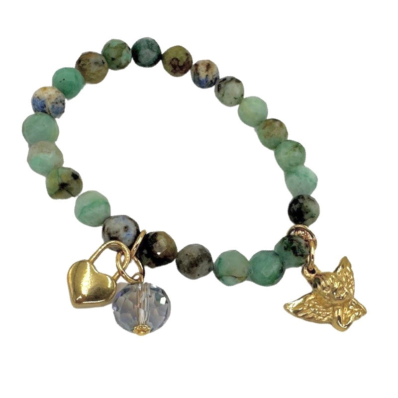 Blue Turquoise Faith Bracelet Bracelets Cerese D, Inc. Gold