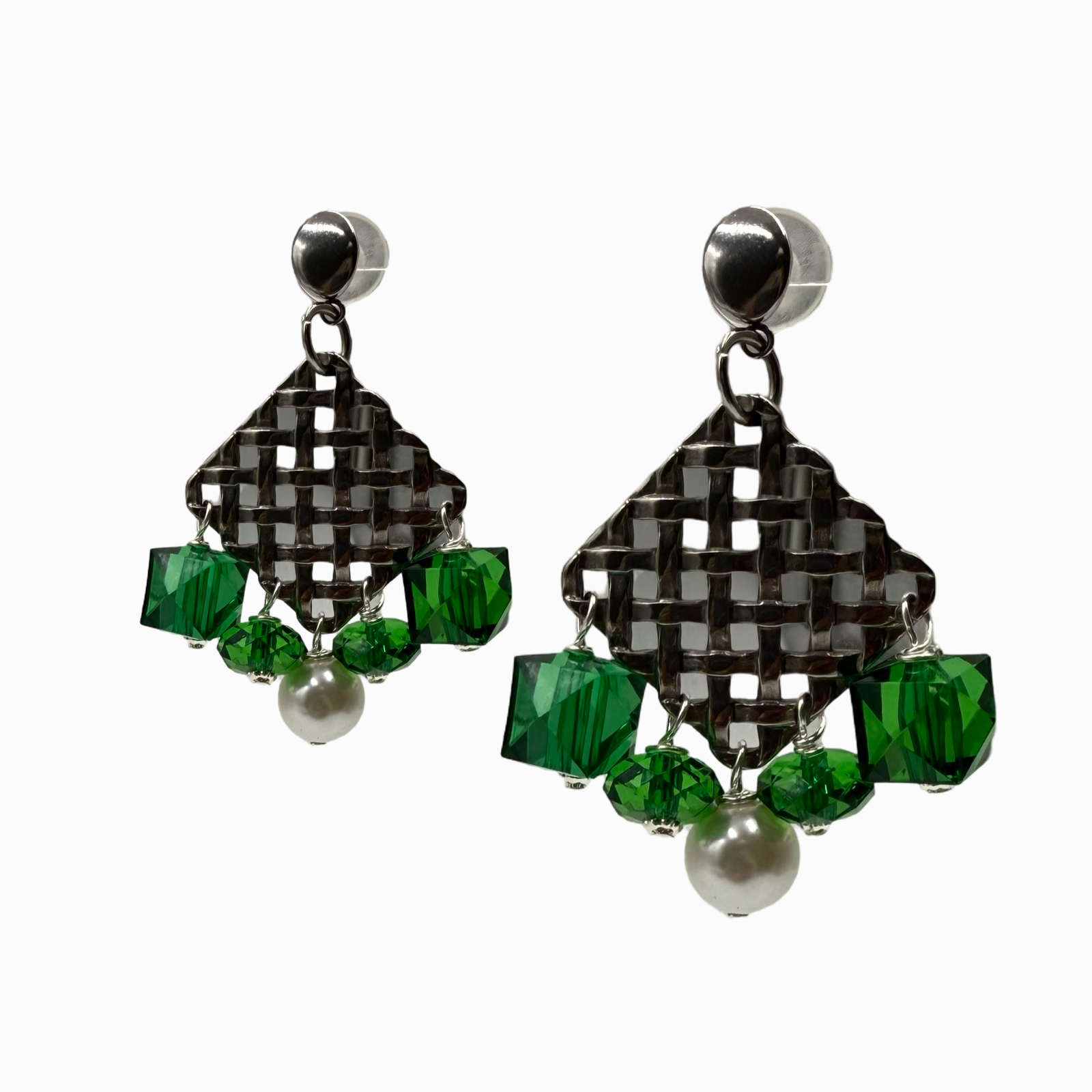 Green Lattice Earring