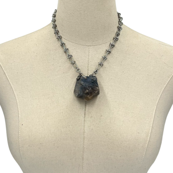 Blue Kyanite Rock Necklace OOAK Cerese D, Inc.