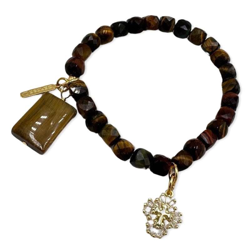 Tigers Eye Paw Bracelet Bracelets Cerese D, Inc. Gold
