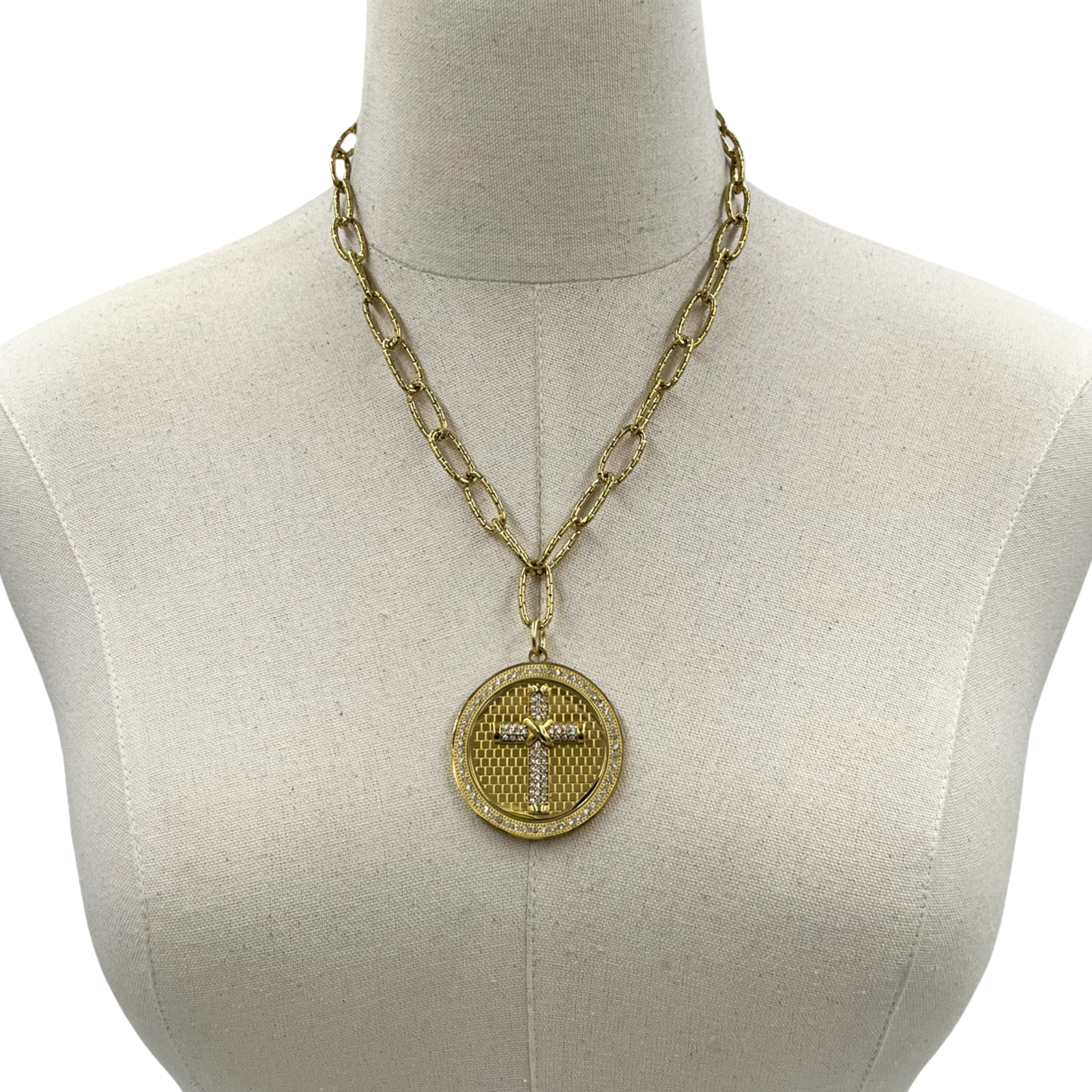 Cross Bling Circle Necklace