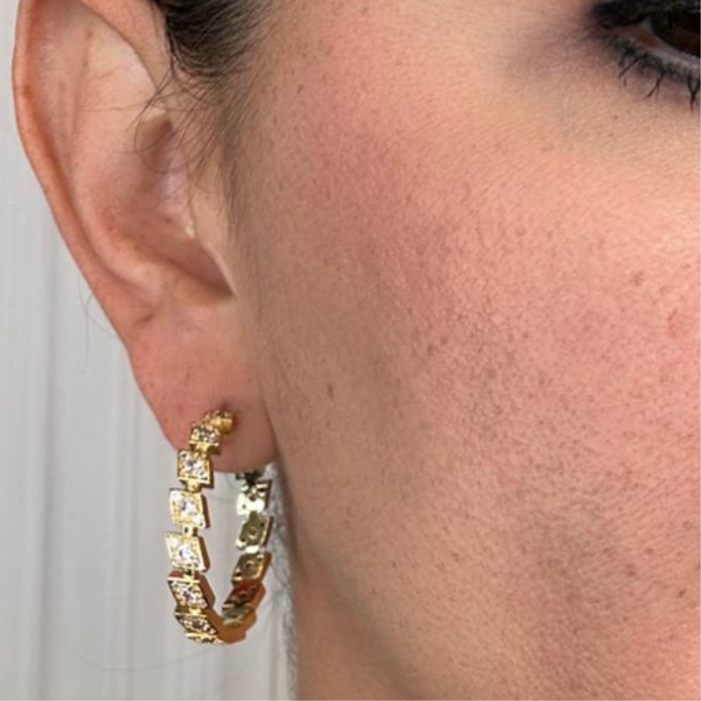 Micro Pave Round Hoop Earring