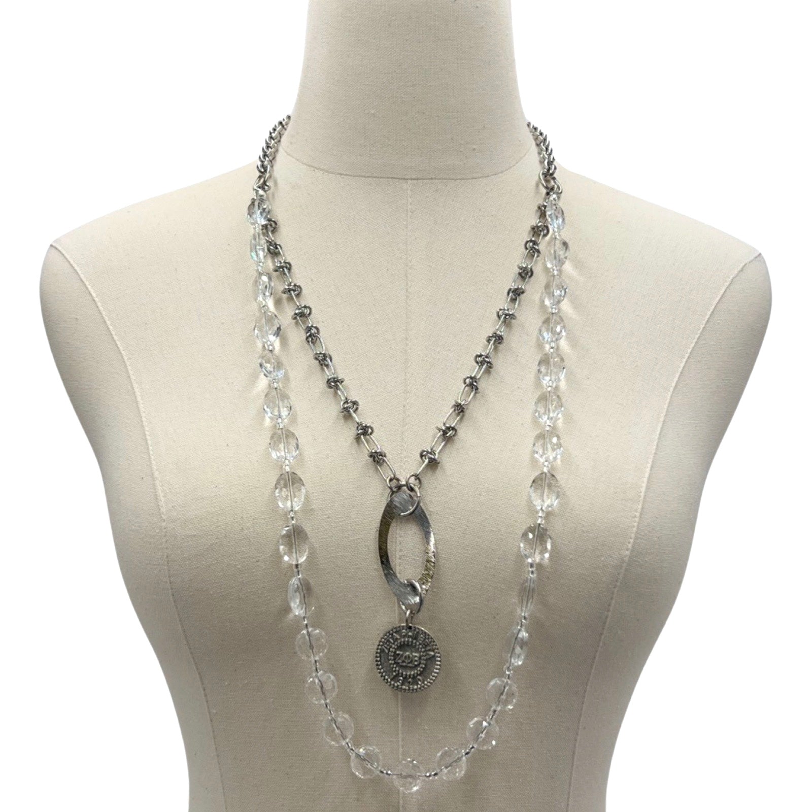 Clear Silver Spark Charm Necklace Necklaces Cerese D, Inc. Zeta Charm