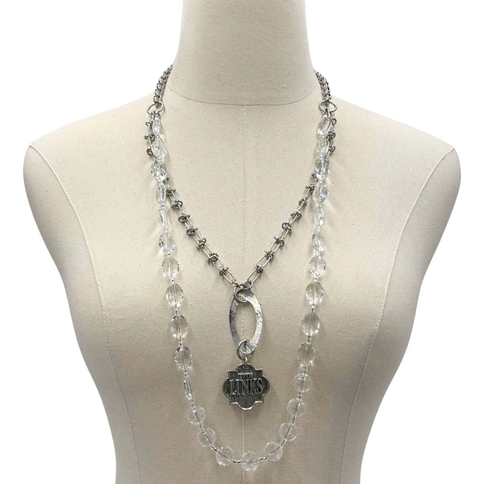 Clear Silver Spark Charm Necklace Necklaces Cerese D, Inc. Links Charm