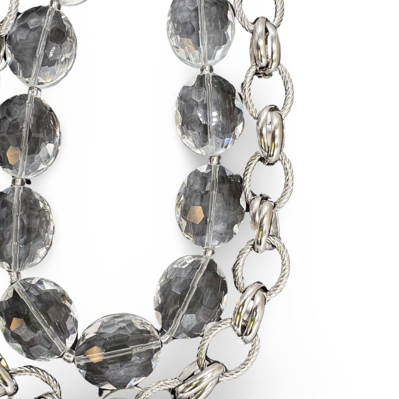 Clear Spark Crystal Cable Link Necklace Necklaces Cerese D, Inc.