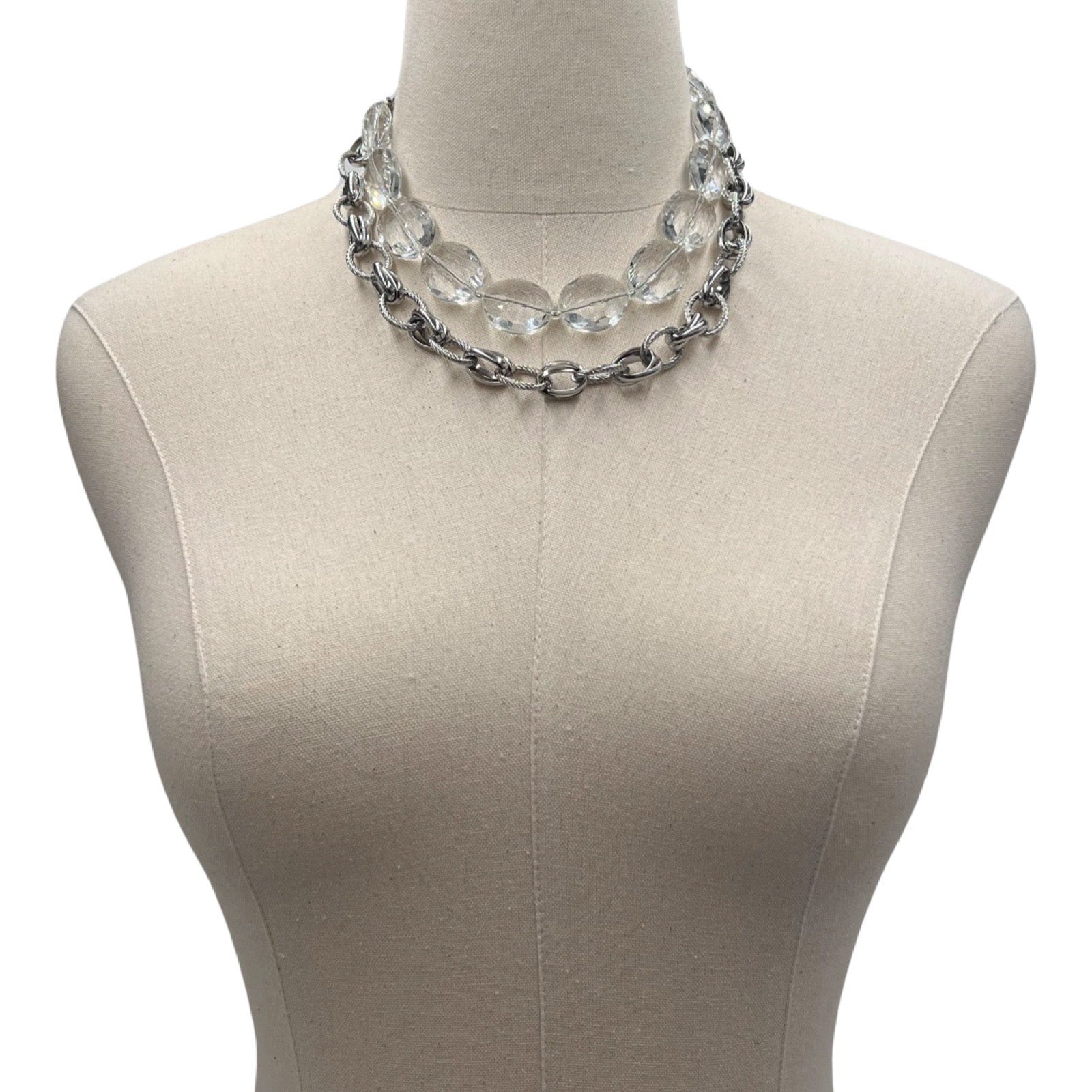 Clear Spark Crystal Cable Link Necklace Necklaces Cerese D, Inc.