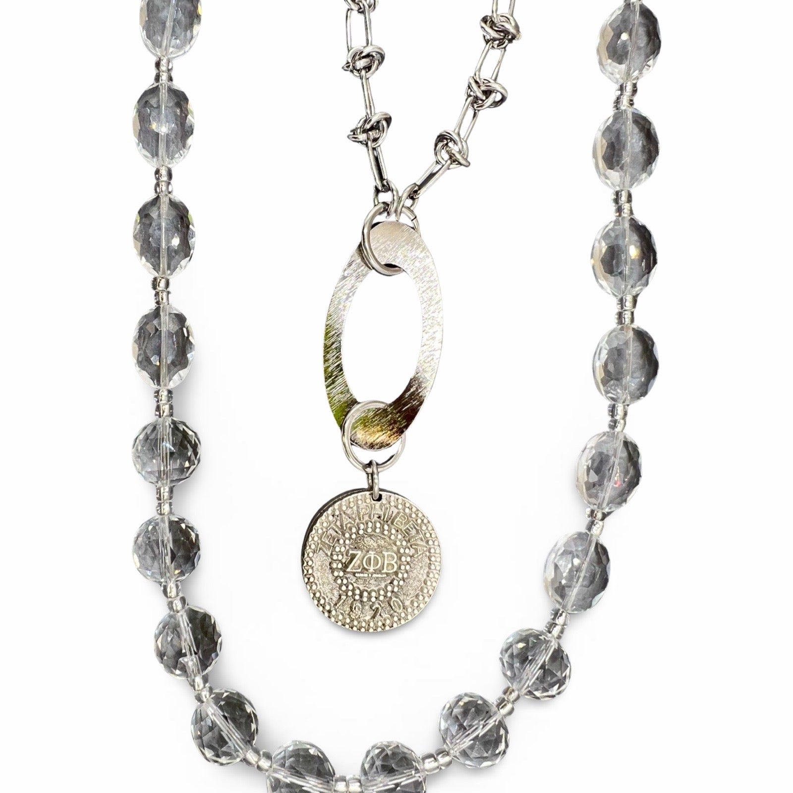 Clear Silver Spark Charm Necklace Necklaces Cerese D, Inc.