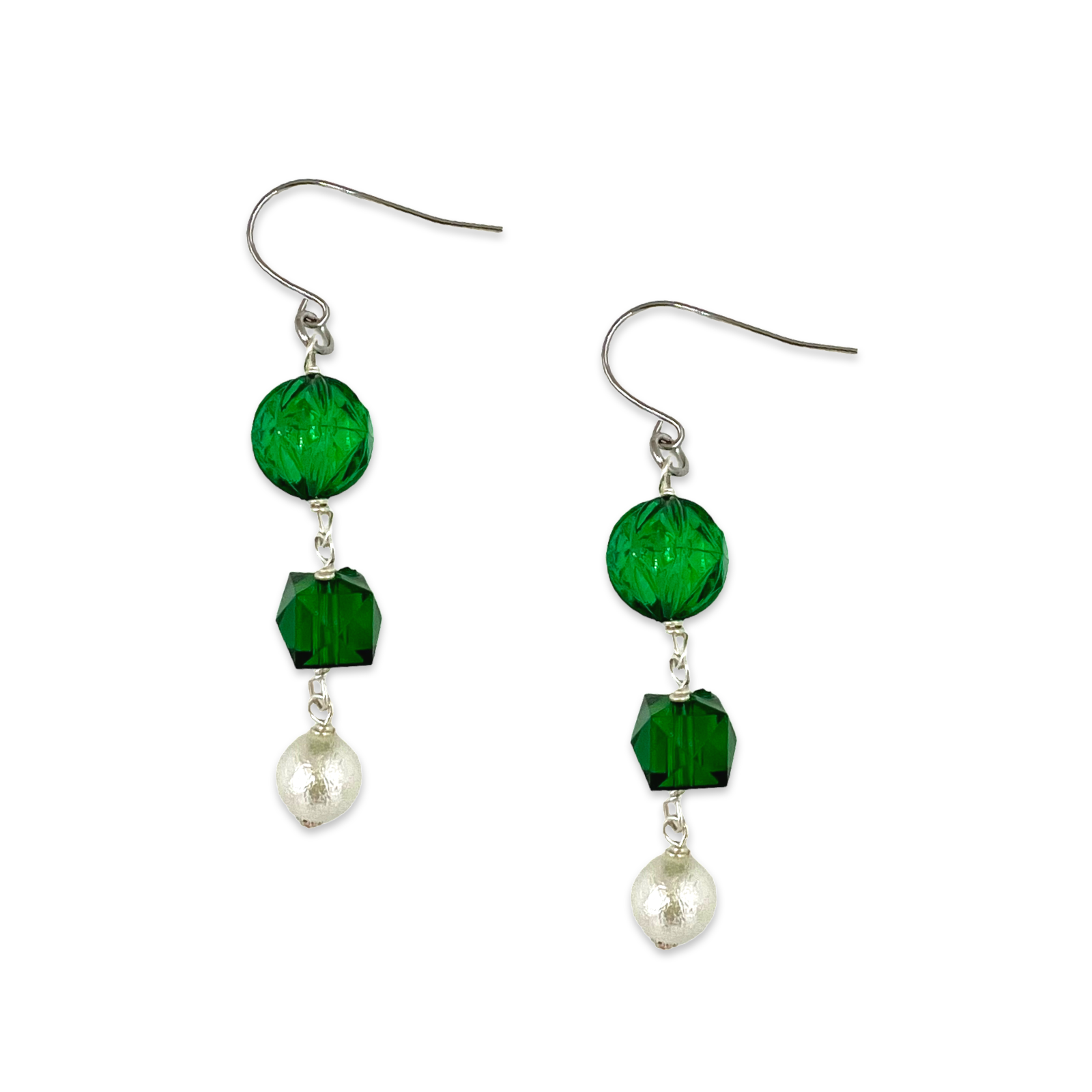 Link Chain Green Earring