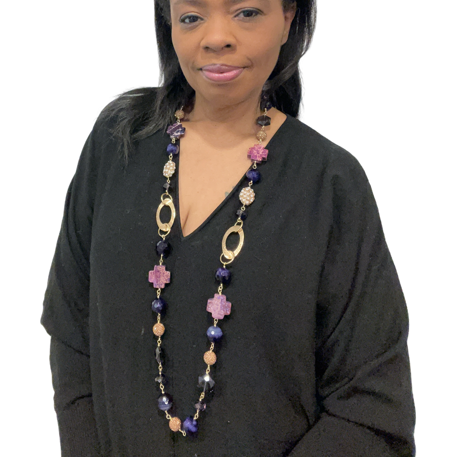 Cross It Purple Necklace