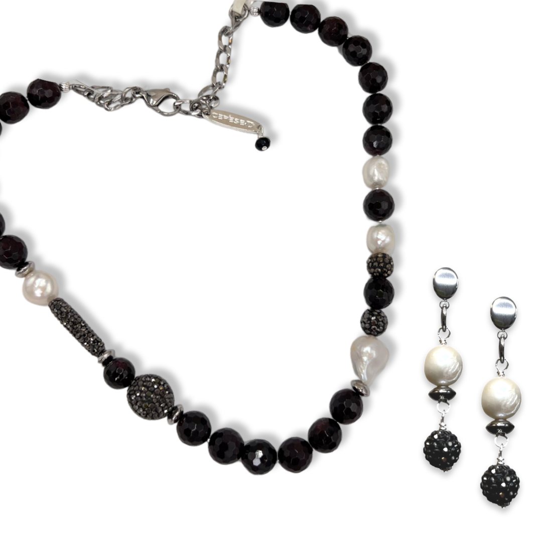 Garnet Deep Dark Necklace Necklaces Cerese D, Inc. Style B