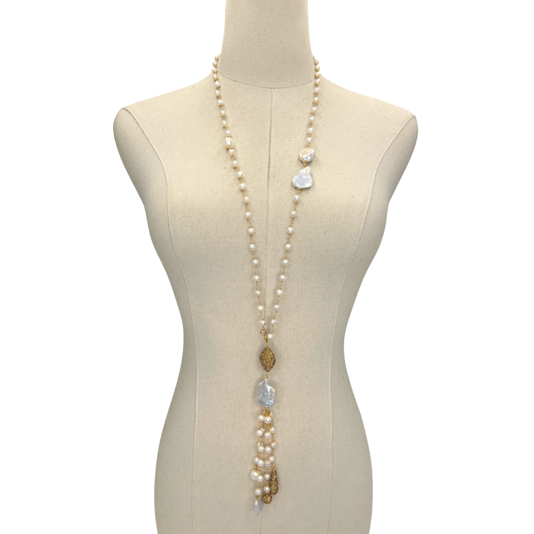 Persian Freshwater Pearl Necklace Necklaces Cerese D, Inc. Gold