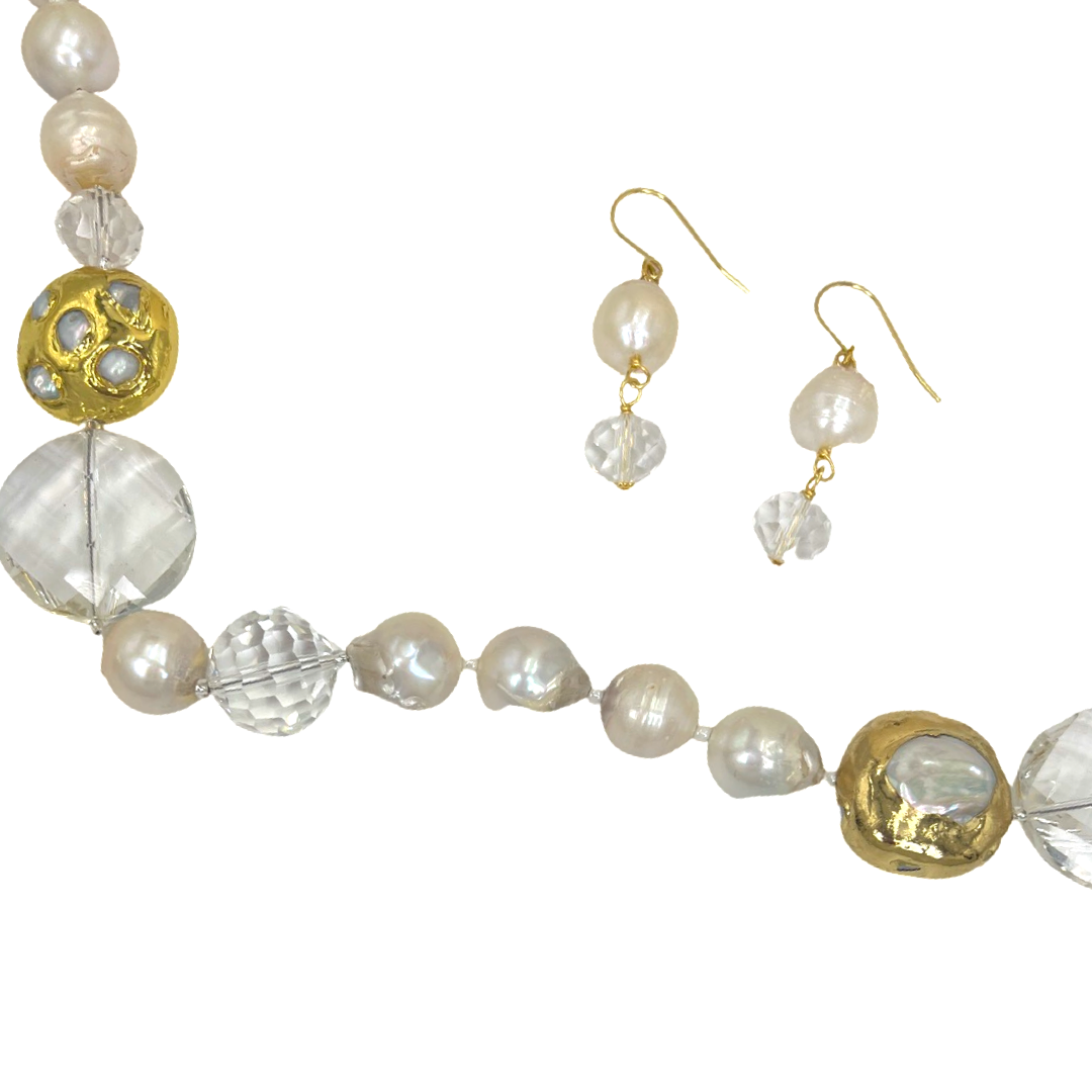 Clear Fresh Stream Necklace Necklaces Cerese D, Inc. Gold