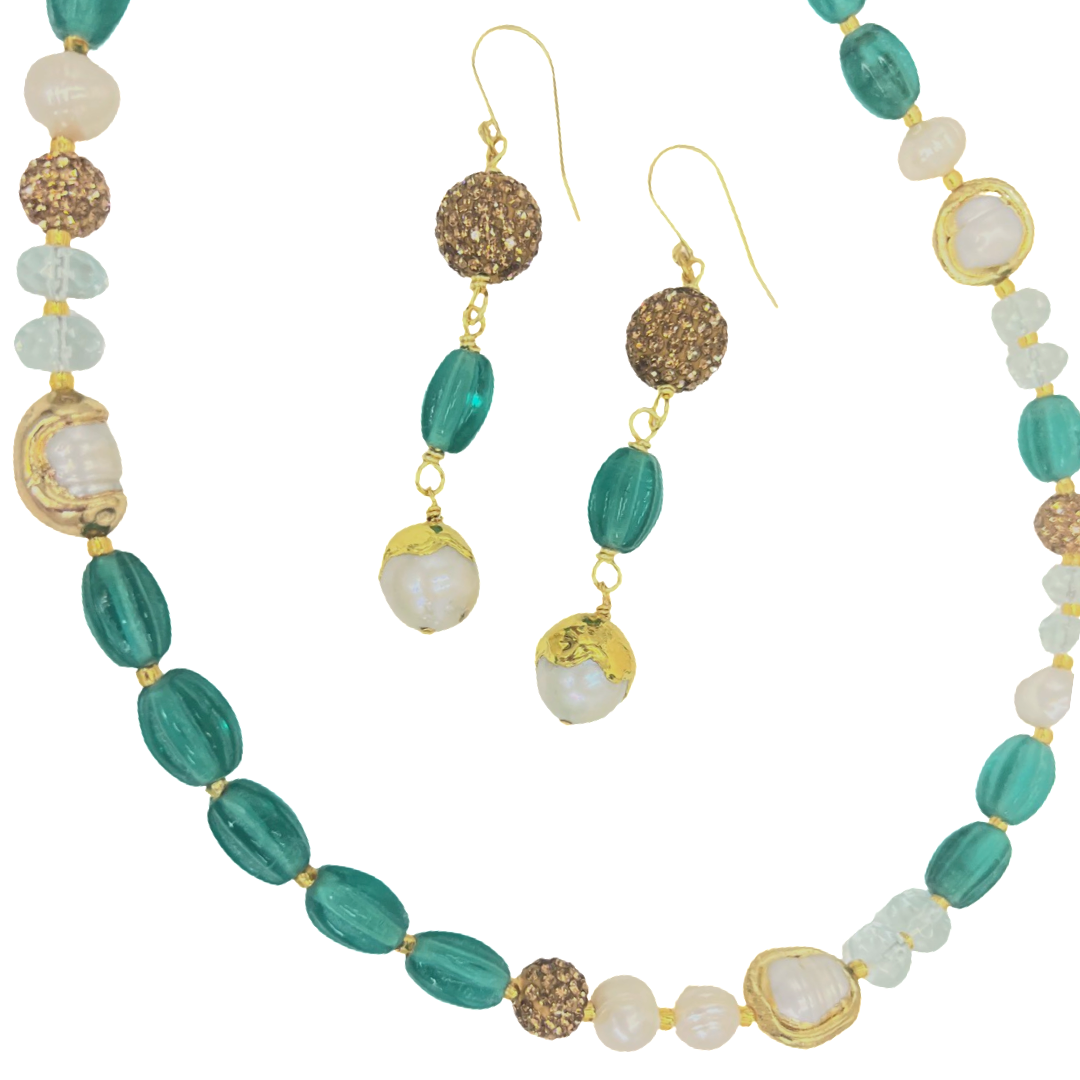 Aqua Rhalia Necklace OOAK Cerese D, Inc.