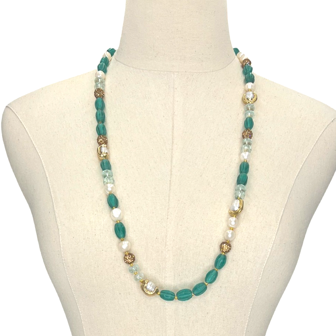 Aqua Rhalia Necklace OOAK Cerese D, Inc.