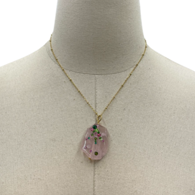 Pink Rosey Blingy Necklace AKA Necklaces Cerese D, Inc. Gold