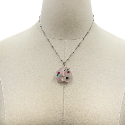 Pink Rosey Blingy Necklace AKA Necklaces Cerese D, Inc. Silver