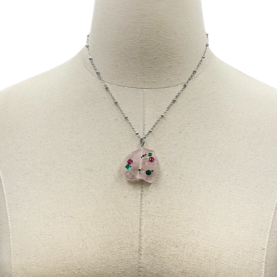 Pink Rosey Blingy Necklace AKA Necklaces Cerese D, Inc. Silver  