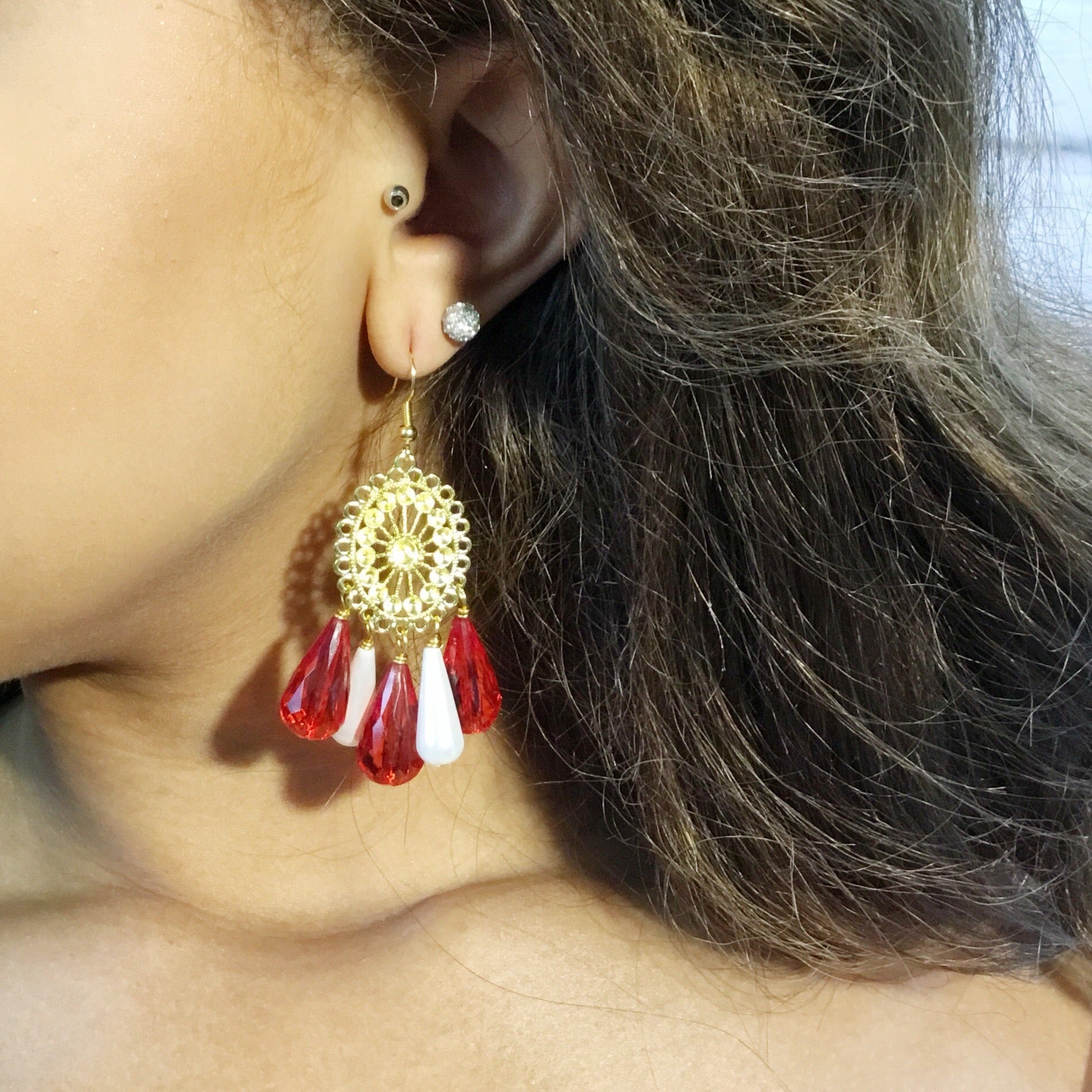 Delta Gold Chandelier Earrings Delta Earrings Cerese D, Inc.