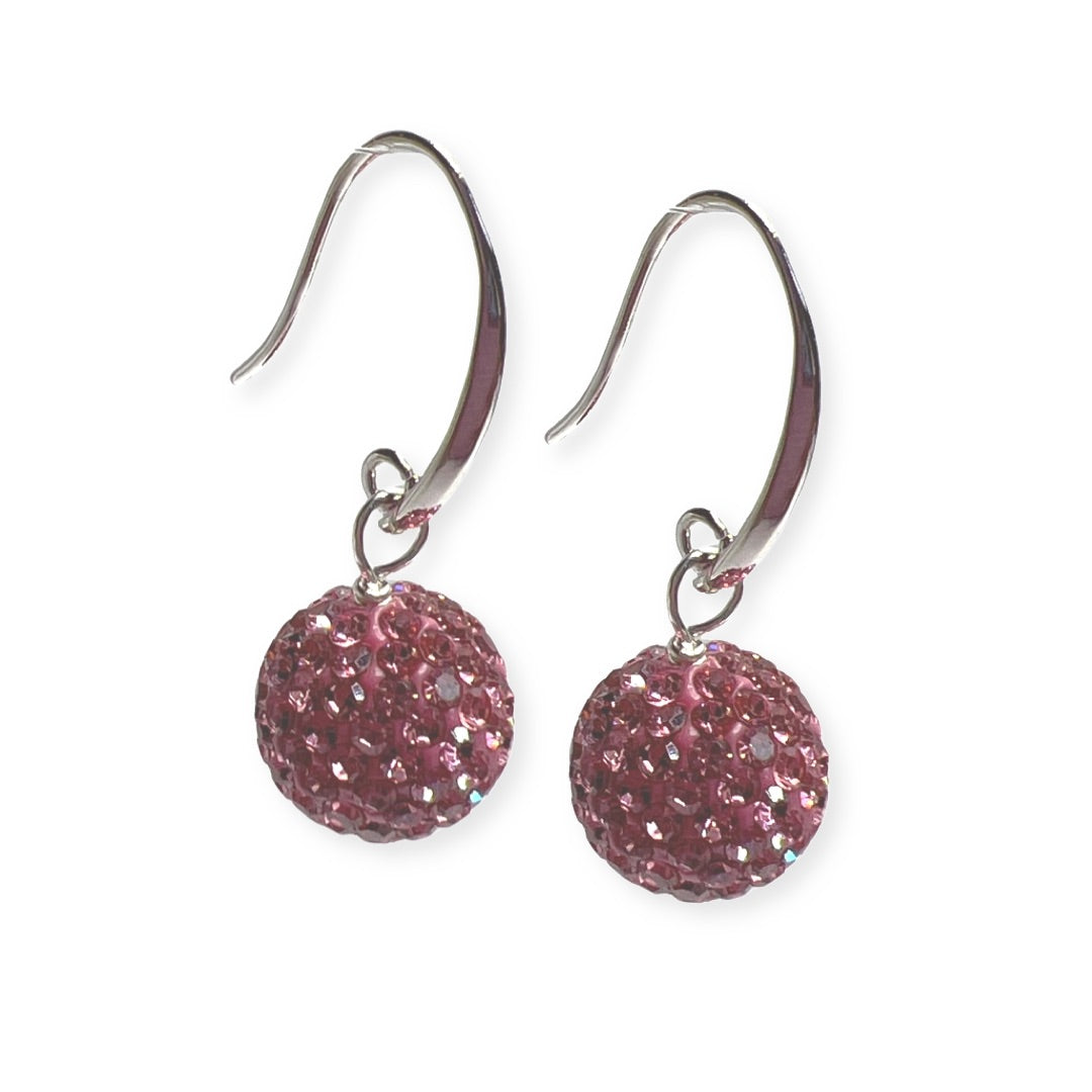 Pink Pave Earrings AKA Earrings Cerese D Jewelry Silver