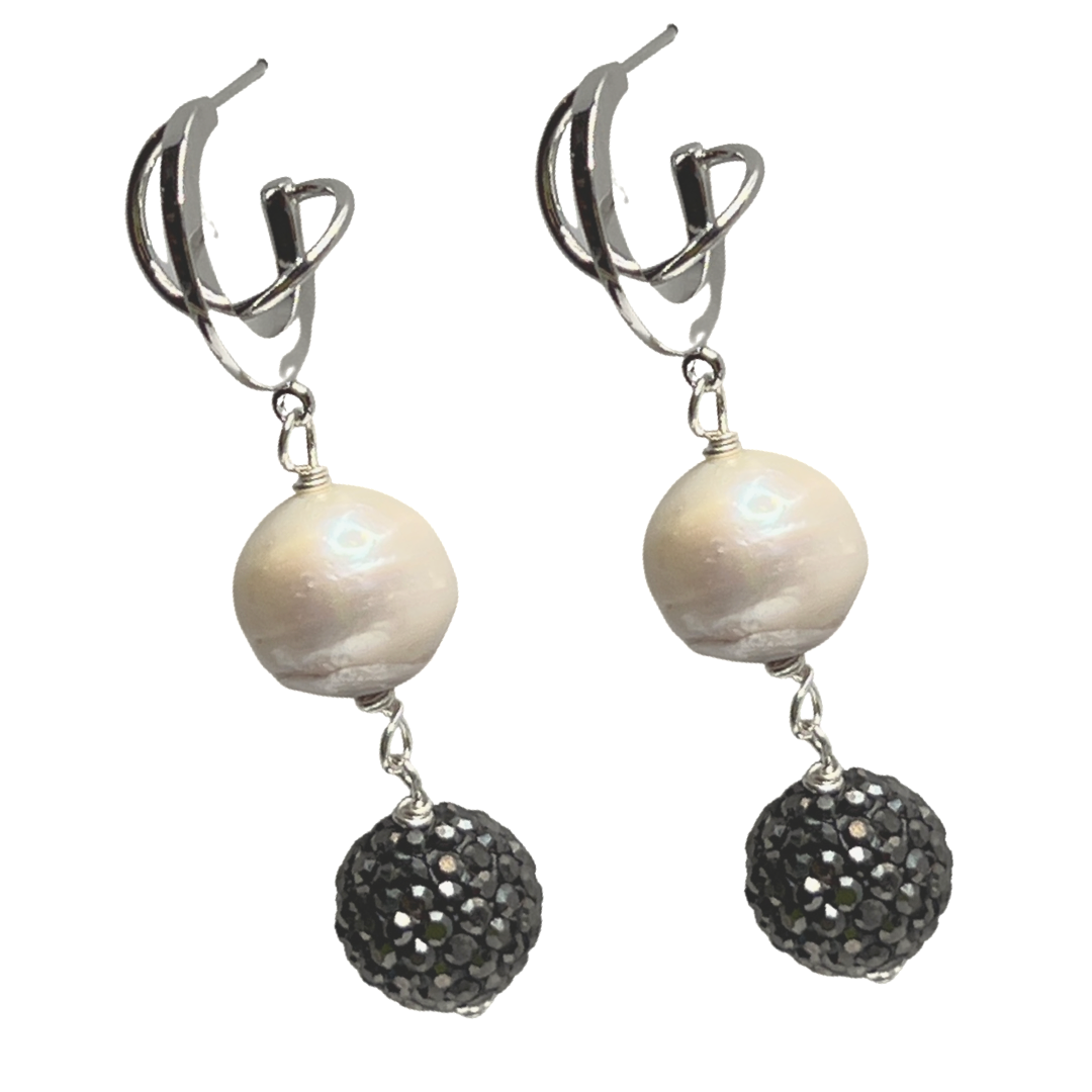 Rich Black Pearl Earring Earrings Cerese D, Inc. Jet