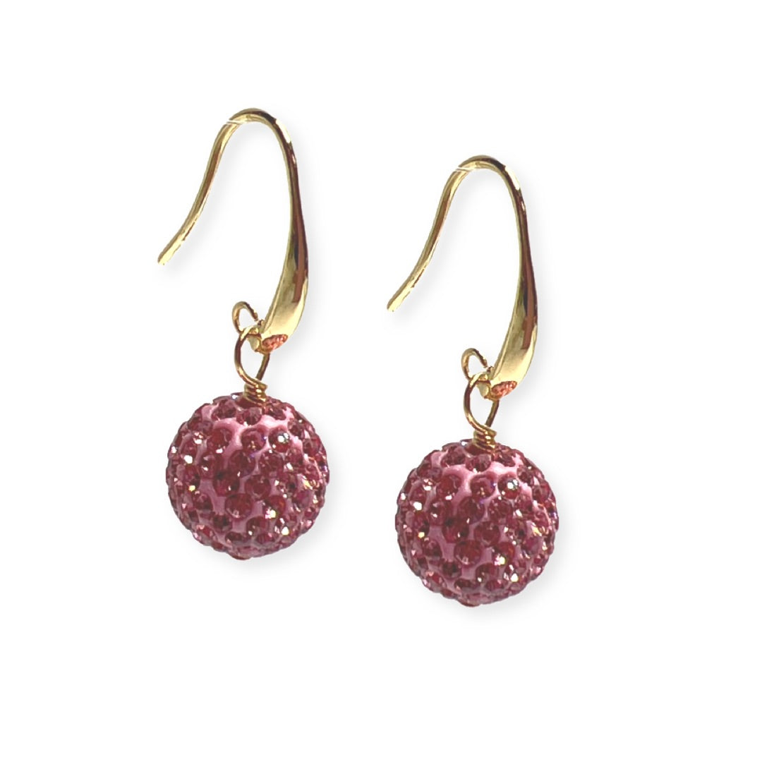 Pink Pave Earrings AKA Earrings Cerese D Jewelry Gold