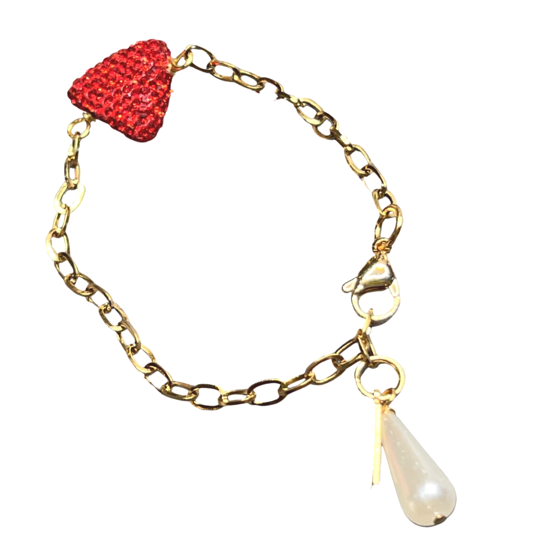 Pyramid Goddess Red Pave Bracelet DELTA Bracelets Cerese D Jewelry Gold